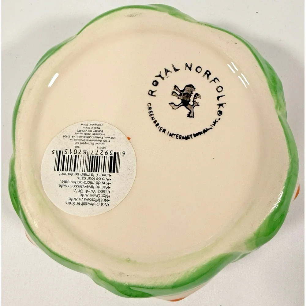 Royal Norfolk Penguin Candy Bowl Small Green Red Festive Ceramic Dish